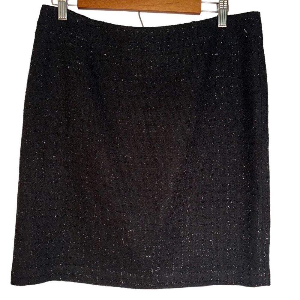 Laundry by Shelli Segal Womens 10 Sparkly Black Tweed Glam Mini Pencil Skirt